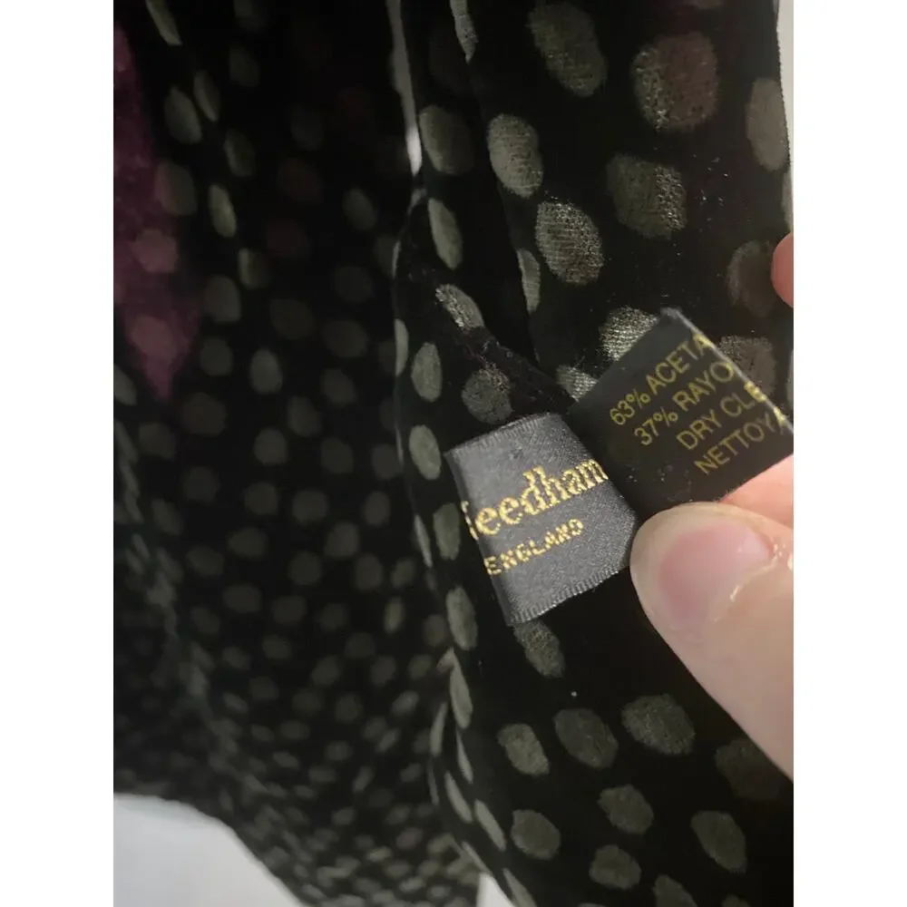 Trisha Needham velvet scarf burgundy polka dot made in England